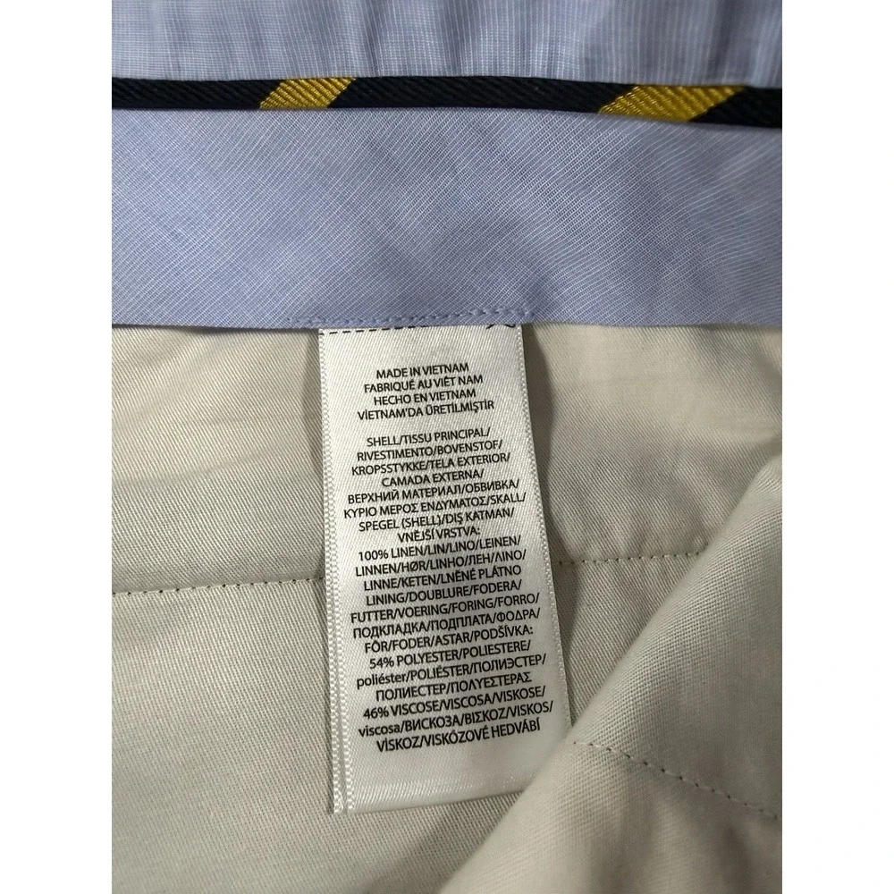 Mens Polo Ralph Lauren 100% Linen Pants In Armidillo Green Size 28x29 Cuffed